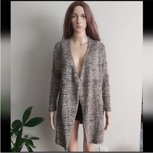 Monk & Lou cardigan sweater Small tan gray long open knit